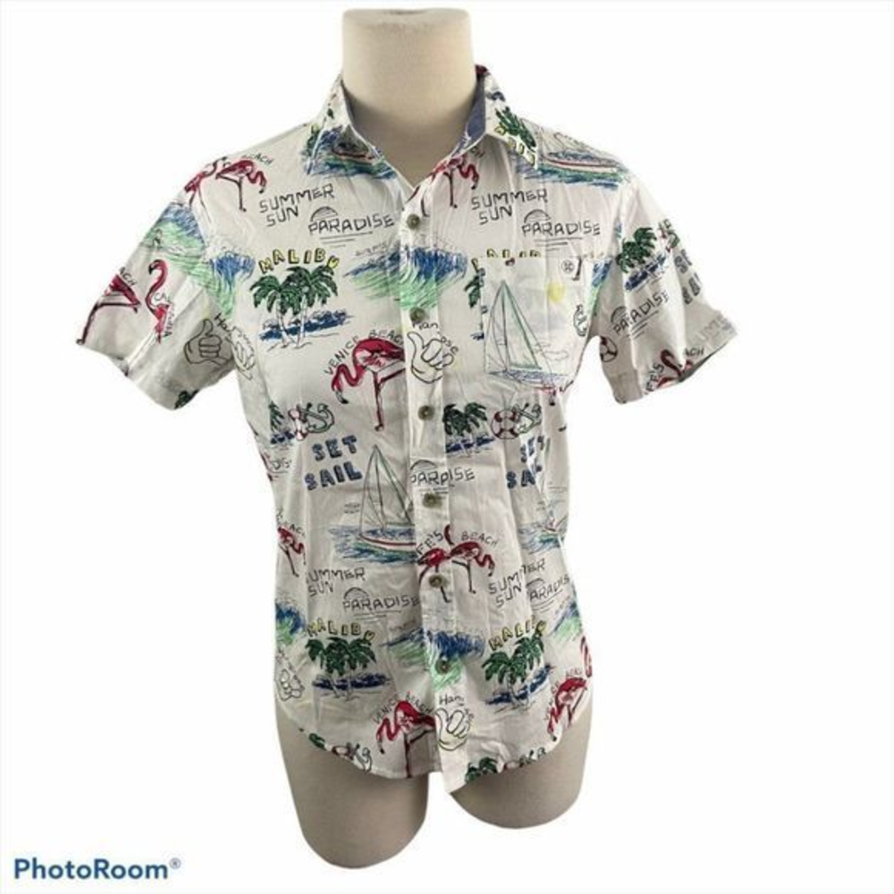 NWT SOVEREIGN CODE White‎ Button Down Beach Dude (M